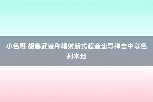 小色哥 胡塞武装称辐射新式超音速导弹击中以色列本地