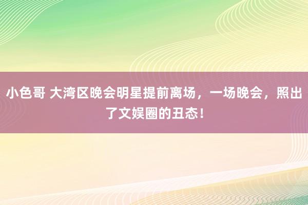 小色哥 大湾区晚会明星提前离场，一场晚会，照出了文娱圈的丑态！