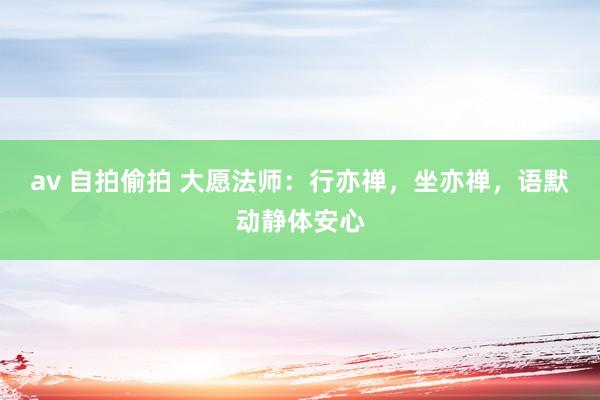 av 自拍偷拍 大愿法师：行亦禅，坐亦禅，语默动静体安心
