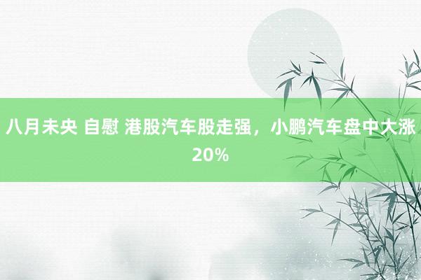 八月未央 自慰 港股汽车股走强，小鹏汽车盘中大涨20%