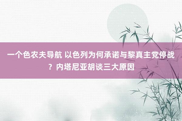 一个色农夫导航 以色列为何承诺与黎真主党停战？内塔尼亚胡谈三大原因