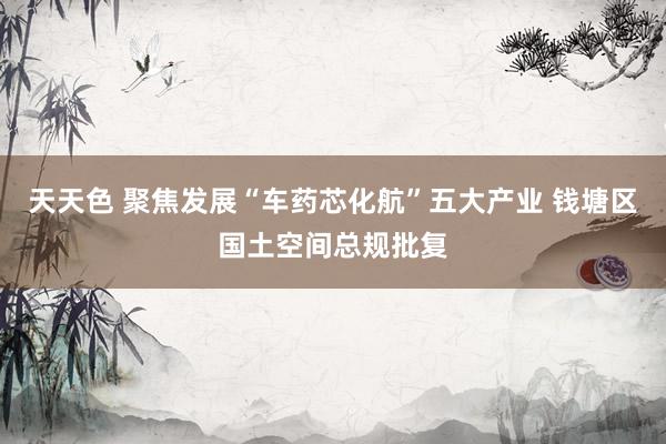 天天色 聚焦发展“车药芯化航”五大产业 钱塘区国土空间总规批复