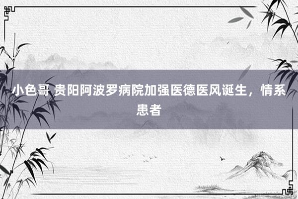 小色哥 贵阳阿波罗病院加强医德医风诞生，情系患者