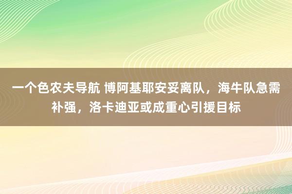 一个色农夫导航 博阿基耶安妥离队，海牛队急需补强，洛卡迪亚或成重心引援目标