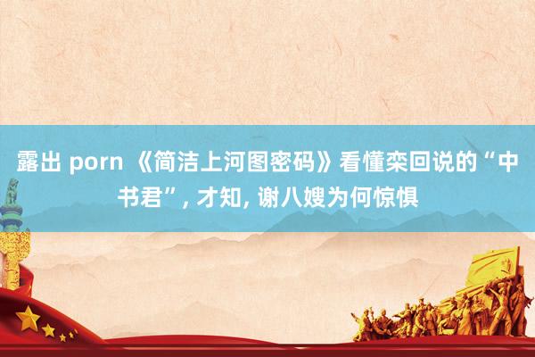 露出 porn 《简洁上河图密码》看懂栾回说的“中书君”, 才知, 谢八嫂为何惊惧