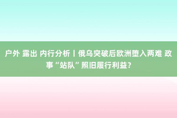 户外 露出 内行分析丨俄乌突破后欧洲堕入两难 政事“站队”照旧履行利益？