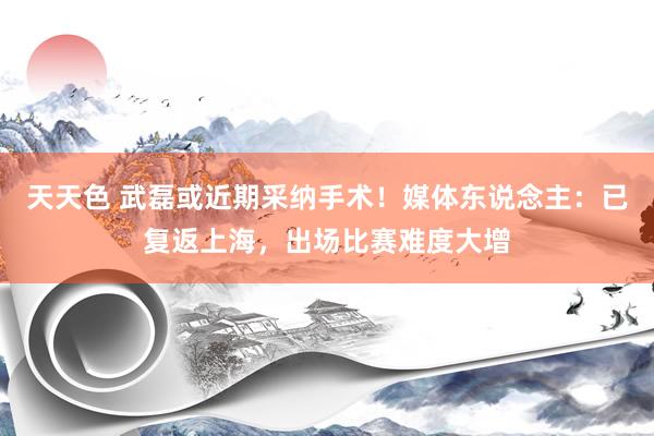 天天色 武磊或近期采纳手术！媒体东说念主：已复返上海，出场比赛难度大增