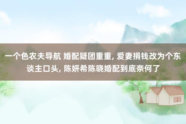 一个色农夫导航 婚配疑团重重, 爱妻捐钱改为个东谈主口头, 陈妍希陈晓婚配到底奈何了