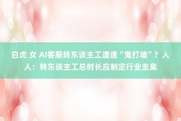 白虎 女 AI客服转东谈主工遭逢“鬼打墙”？人人：转东谈主工总时长应制定行业圭臬