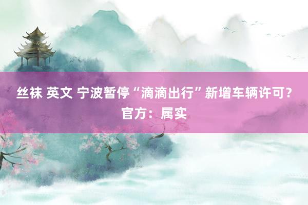 丝袜 英文 宁波暂停“滴滴出行”新增车辆许可？官方：属实