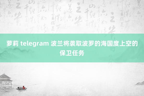 萝莉 telegram 波兰将袭取波罗的海国度上空的保卫任务