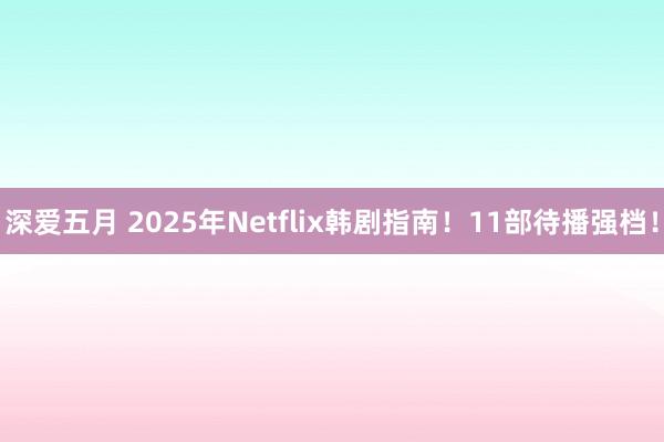 深爱五月 2025年Netflix韩剧指南！11部待播强档！