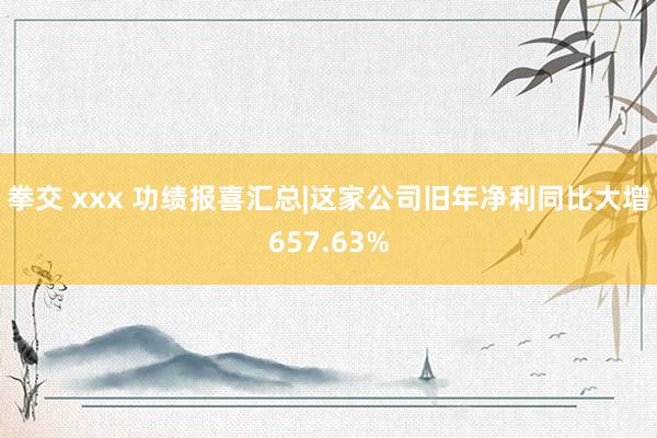 拳交 xxx 功绩报喜汇总|这家公司旧年净利同比大增657.63%