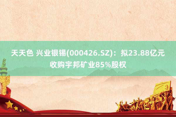 天天色 兴业银锡(000426.SZ)：拟23.88亿元收购宇邦矿业85%股权