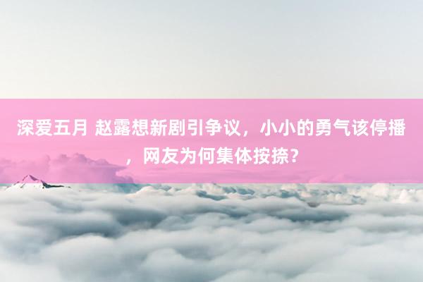 深爱五月 赵露想新剧引争议，小小的勇气该停播，网友为何集体按捺？