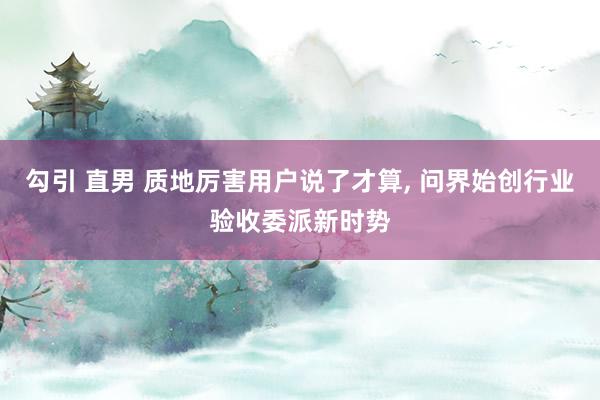 勾引 直男 质地厉害用户说了才算, 问界始创行业验收委派新时势