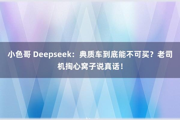 小色哥 Deepseek：典质车到底能不可买？老司机掏心窝子说真话！