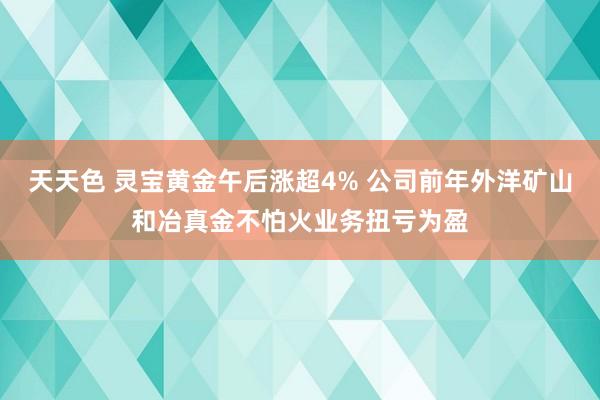 天天色 灵宝黄金午后涨超4% 公司前年外洋矿山和冶真金不怕火业务扭亏为盈