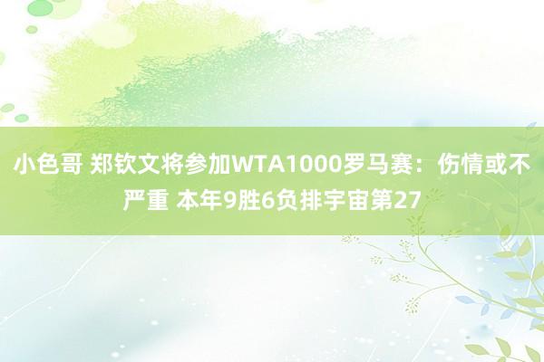 小色哥 郑钦文将参加WTA1000罗马赛：伤情或不严重 本年9胜6负排宇宙第27