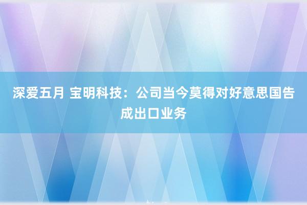 深爱五月 宝明科技：公司当今莫得对好意思国告成出口业务