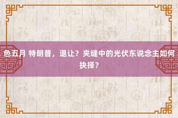 色五月 特朗普，退让？夹缝中的光伏东说念主如何抉择？