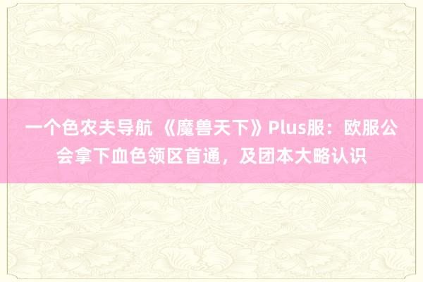 一个色农夫导航 《魔兽天下》Plus服：欧服公会拿下血色领区首通，及团本大略认识