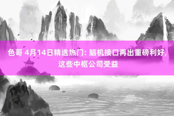 色哥 4月14日精选热门: 脑机接口再出重磅利好, 这些中枢公司受益
