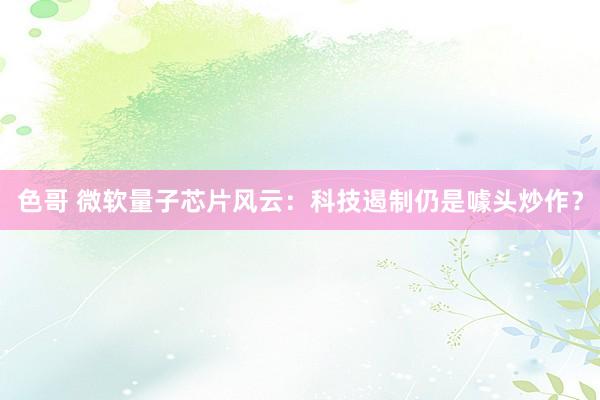 色哥 微软量子芯片风云：科技遏制仍是噱头炒作？