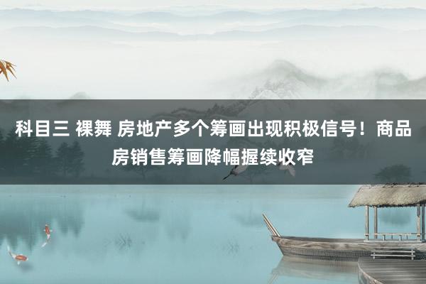科目三 裸舞 房地产多个筹画出现积极信号！商品房销售筹画降幅握续收窄