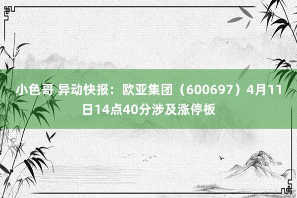 小色哥 异动快报：欧亚集团（600697）4月11日14点40分涉及涨停板