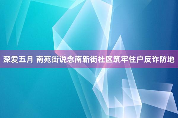 深爱五月 南苑街说念南新街社区筑牢住户反诈防地