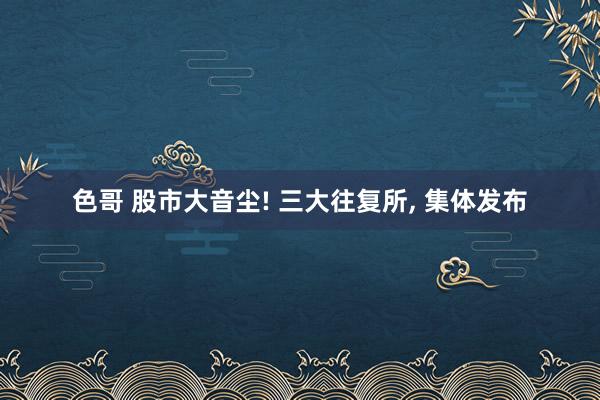 色哥 股市大音尘! 三大往复所, 集体发布