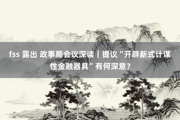 fss 露出 政事局会议深读｜提议“开辟新式计谋性金融器具”有何深意？