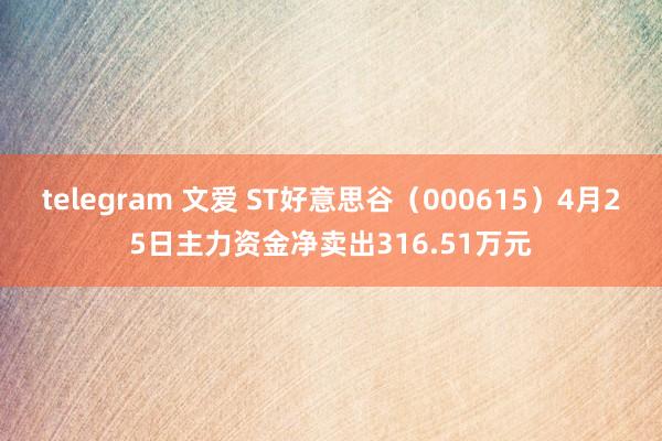 telegram 文爱 ST好意思谷（000615）4月25日主力资金净卖出316.51万元